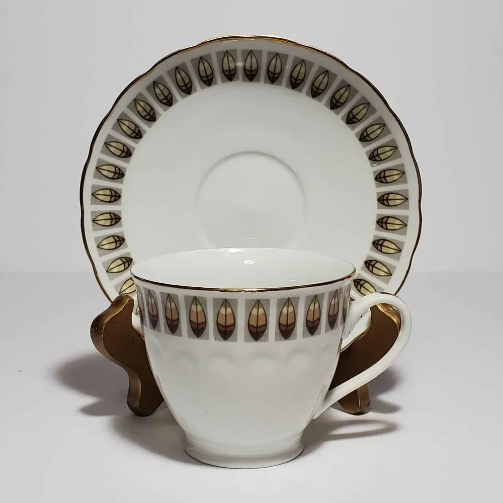 Teacup and Saucer Feathers Vintage